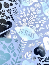 Load image into Gallery viewer, 10th Tin Wedding Anniversary Family Tree Print