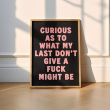 Load image into Gallery viewer, Curious as to what my last don't give a fuck might be