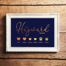 Load image into Gallery viewer, A Personalised Family Print which includes Pets names