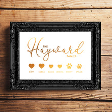 Load image into Gallery viewer, A Personalised Family Print which includes Pets names