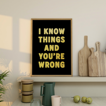 Load image into Gallery viewer, I Know Things And You're Wrong