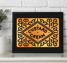 Load image into Gallery viewer, Personalised Custard Cream Foil Print, Kitchen Wall Art, Biscuit Art Print, Kitchen Decor, Custard Cream Gift, Retro Art Print, Biscuit Love