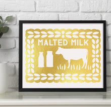 Load image into Gallery viewer, Personalised Malted Milk Foil Print, Kitchen Wall Art, Biscuit Art Print, Kitchen Decor, Malted Milk Gift, Retro Art Print, Biscuit Lover