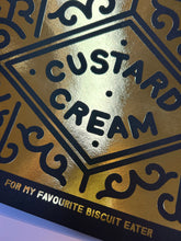 Load image into Gallery viewer, Personalised Custard Cream Foil Print, Kitchen Wall Art, Biscuit Art Print, Kitchen Decor, Custard Cream Gift, Retro Art Print, Biscuit Love