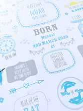 Load image into Gallery viewer, New Baby Boy Birth Stats Print