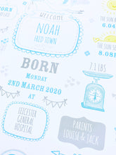 Load image into Gallery viewer, New Baby Boy Birth Stats Print