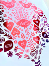 Load image into Gallery viewer, 40th Ruby Anniversary Family Tree Print