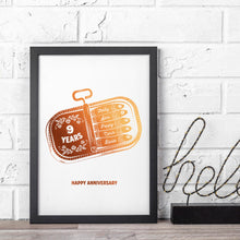 Load image into Gallery viewer, 9th Copper Wedding Anniversary Sardine Print