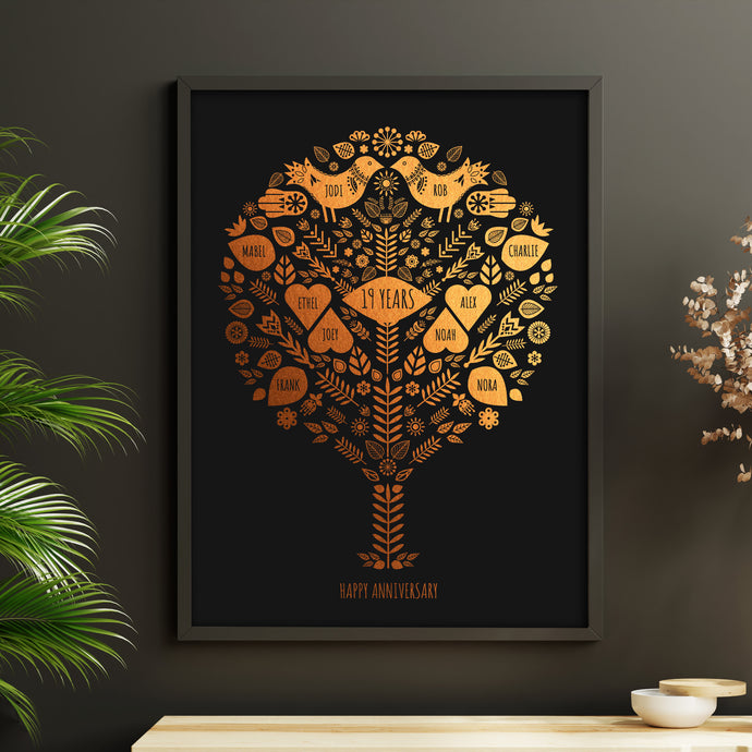 19th Bronze Anniversary Family Tree Print