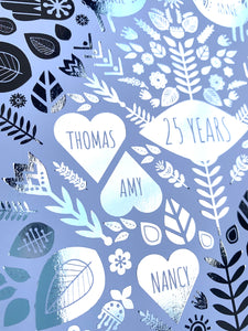 25th Silver Anniversary Family Tree Print