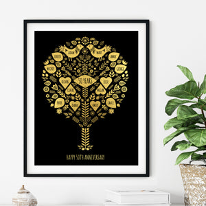 50th Golden Anniversary Family Tree Print