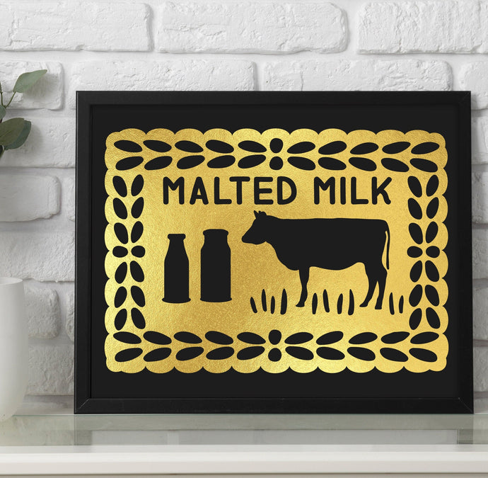 Personalised Malted Milk Foil Print, Kitchen Wall Art, Biscuit Art Print, Kitchen Decor, Malted Milk Gift, Retro Art Print, Biscuit Lover