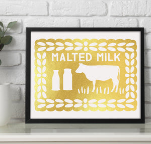 Personalised Malted Milk Foil Print, Kitchen Wall Art, Biscuit Art Print, Kitchen Decor, Malted Milk Gift, Retro Art Print, Biscuit Lover