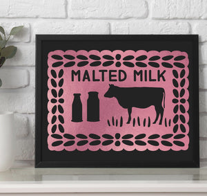 Personalised Malted Milk Foil Print, Kitchen Wall Art, Biscuit Art Print, Kitchen Decor, Malted Milk Gift, Retro Art Print, Biscuit Lover