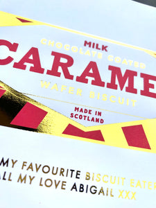 Personalised Tunnocks Caramel Wafer Print, Kitchen Wall Art, Biscuit Art Print, Kitchen Decor, Chocolate Wafer Gift, Mothers Day Gift