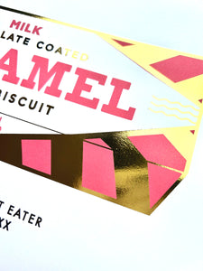 Personalised Tunnocks Caramel Wafer Print, Kitchen Wall Art, Biscuit Art Print, Kitchen Decor, Chocolate Wafer Gift, Mothers Day Gift