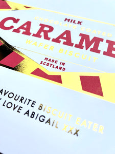 Personalised Tunnocks Caramel Wafer Print, Kitchen Wall Art, Biscuit Art Print, Kitchen Decor, Chocolate Wafer Gift, Mothers Day Gift