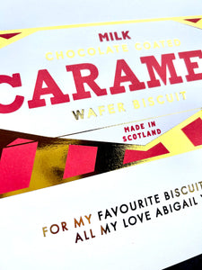 Personalised Tunnocks Caramel Wafer Print, Kitchen Wall Art, Biscuit Art Print, Kitchen Decor, Chocolate Wafer Gift, Mothers Day Gift
