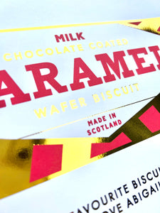 Personalised Tunnocks Caramel Wafer Print, Kitchen Wall Art, Biscuit Art Print, Kitchen Decor, Chocolate Wafer Gift, Mothers Day Gift