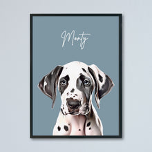 Load image into Gallery viewer, 10th Wedding Anniversary Gift, Pet Portrait for Anniversary gift, Gift For Wife Husband, Tin Anniversary Print, Personalised Dog Print,