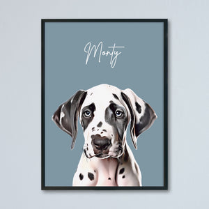 10th Wedding Anniversary Gift, Pet Portrait for Anniversary gift, Gift For Wife Husband, Tin Anniversary Print, Personalised Dog Print,