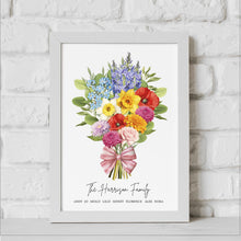 Load image into Gallery viewer, 50th Birthday Gift For Women, Birth Flower Birthday Print, 50th Gift For Mum, Fiftieth Gift, Custom Family Flower Bouquet, Birth Month Gift