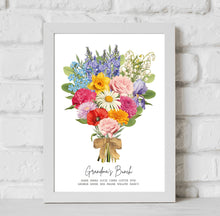 Load image into Gallery viewer, Grandma Print, Gift For Grandma, Custom Mothers Day Gift, Nana Print, Birth Month Flower Art, Birth Flower Print, Gift For Her, Birth Flower