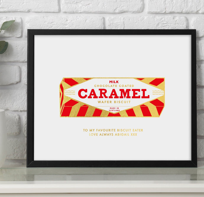 Personalised Tunnocks Caramel Wafer Print, Kitchen Wall Art, Biscuit Art Print, Kitchen Decor, Chocolate Wafer Gift, Mothers Day Gift