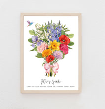 Load image into Gallery viewer, Birth Flower Family Print, Custom Digital Print, Personalised Mothers Day Gift, Grandmother Gift, Floral Print, Family Print Gift, Bespoke