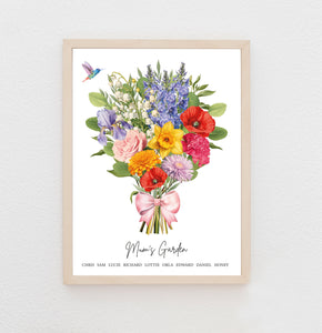 Wedding Anniversary Print, Gift For Parents, Birth Flower Print, Family Flower Bouquet, Birth Month Flower Art, 25th Anniversary Gift, Print