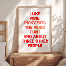 Load image into Gallery viewer, I Like Wine, Picky Bits Print