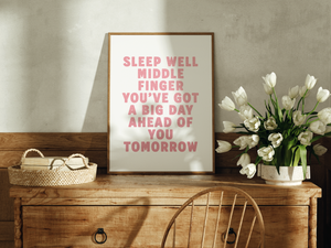Sleep Well Middle Finger You've Got A Big Day Ahead of You Tomorrow