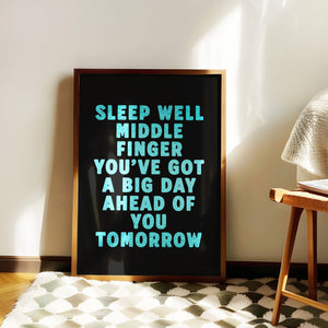 Sleep Well Middle Finger You've Got A Big Day Ahead of You Tomorrow