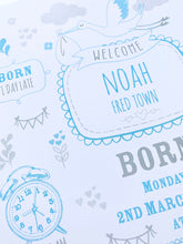 Load image into Gallery viewer, New Baby Boy Birth Stats Print