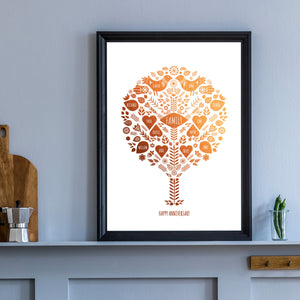7th Copper Anniversary Family Tree Print