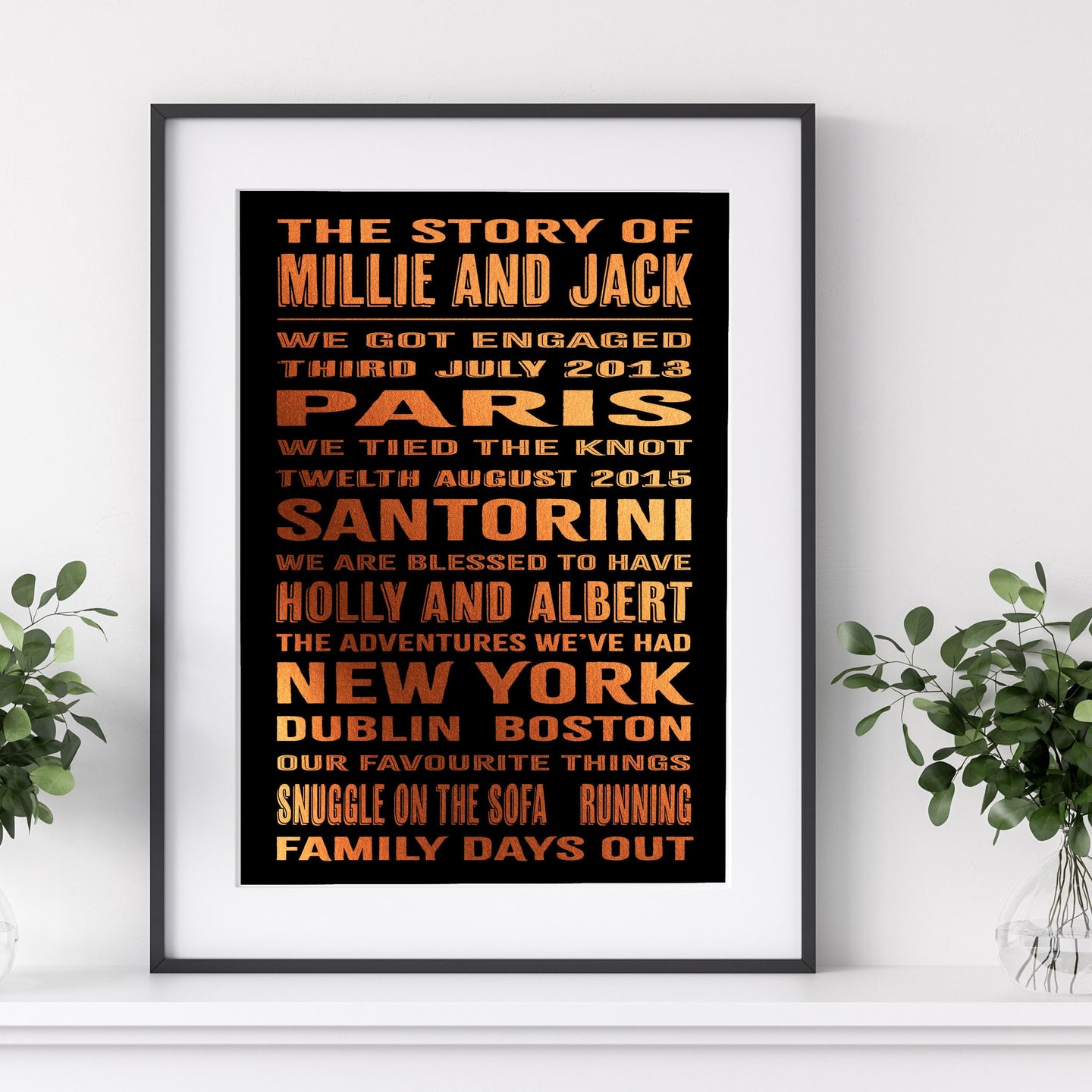 8th Bronze Anniversary Our Story Foil Print