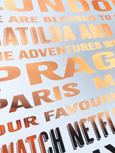 Load image into Gallery viewer, 9th Copper Anniversary Our Story Foil Print