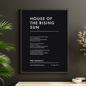 Personalised Favourite Song Lyrics Print