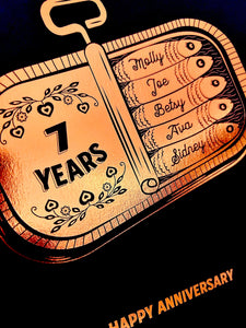 7th Copper Wedding Anniversary Sardine Print