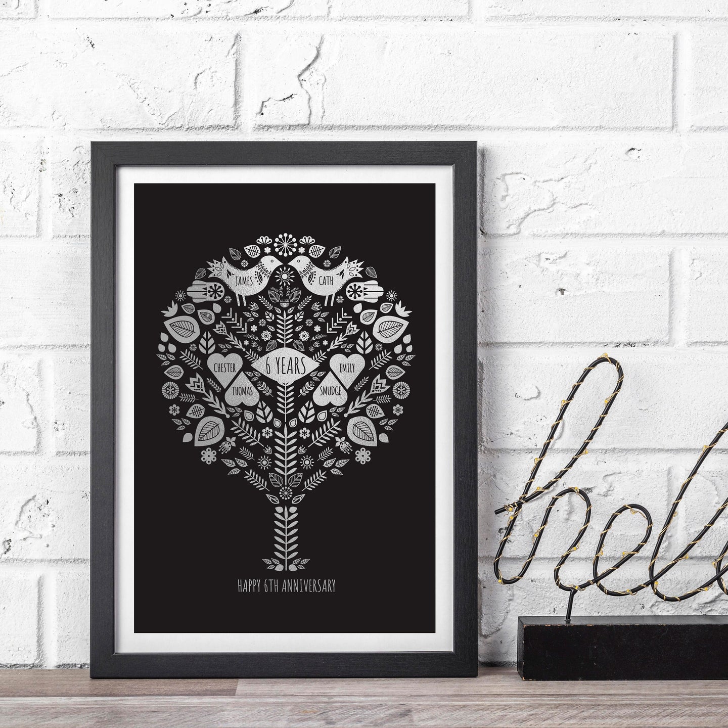 6th Iron Wedding Anniversary Family Tree Print