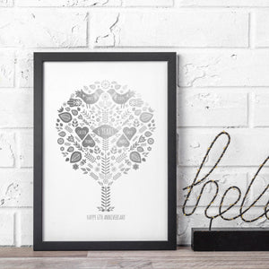 6th Iron Wedding Anniversary Family Tree Print