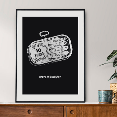 10th Tin Wedding Anniversary Print