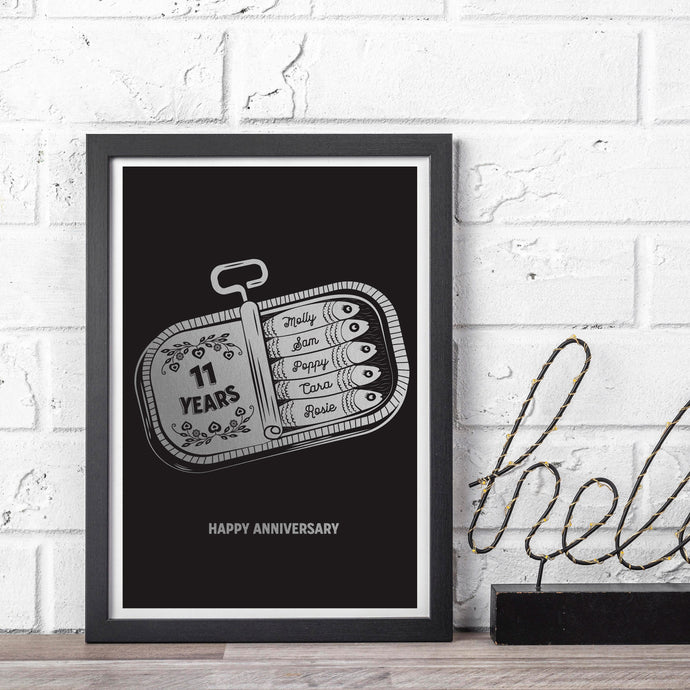11th Steel Wedding Anniversary Sardine Print