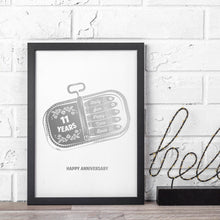 Load image into Gallery viewer, 11th Steel Wedding Anniversary Sardine Print