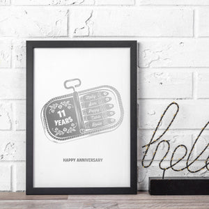 11th Steel Wedding Anniversary Sardine Print